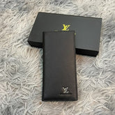 Designer LV Leather Men Long Wallet Textured Black (Made in Italy)